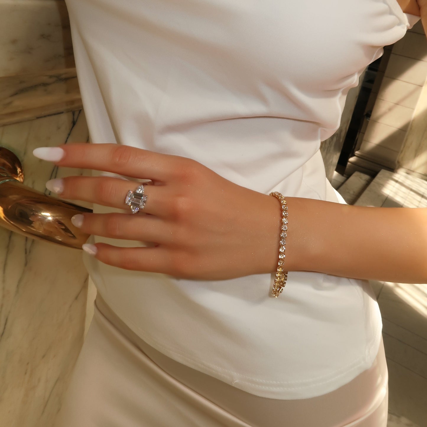 Emerald Cut Sterling Silver Ring