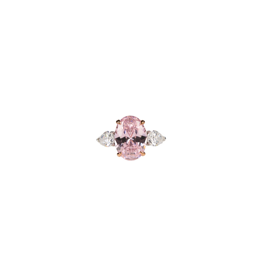 Rose Oval Cut Sterling Silver Ring
